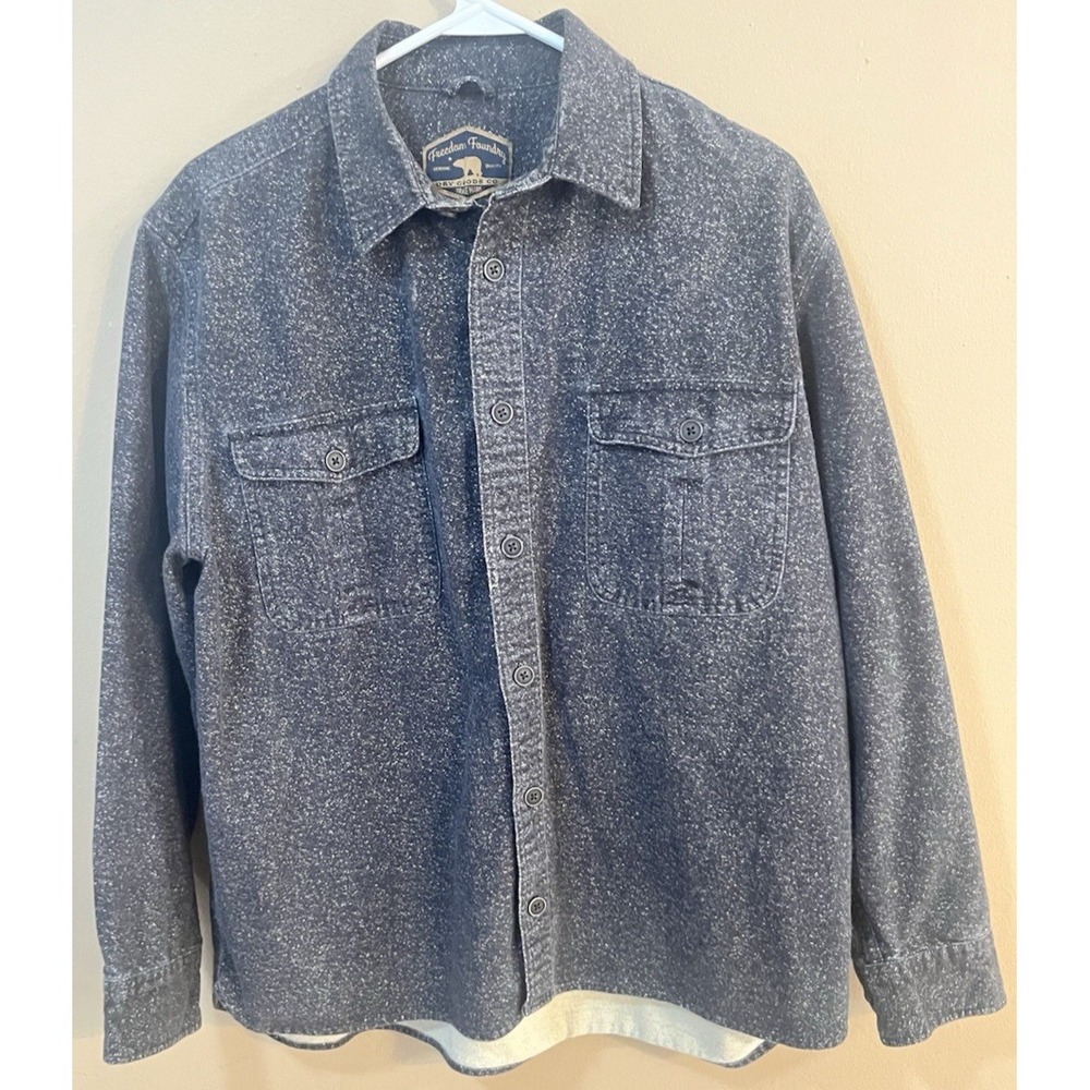 Freedom Foundry Gray Speckle Button Down Long Sleeve Shirt Mens Size L EUC